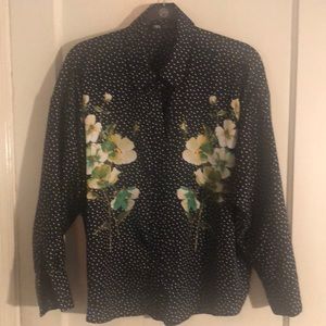 Black print blouse